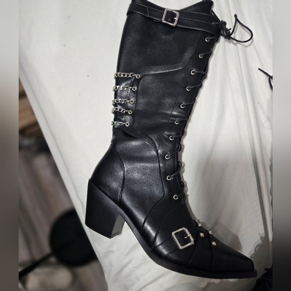 Kysbloes Women Gothic Knee Boots Sz 43 Fit Like An 11 - Picture 11 of 14